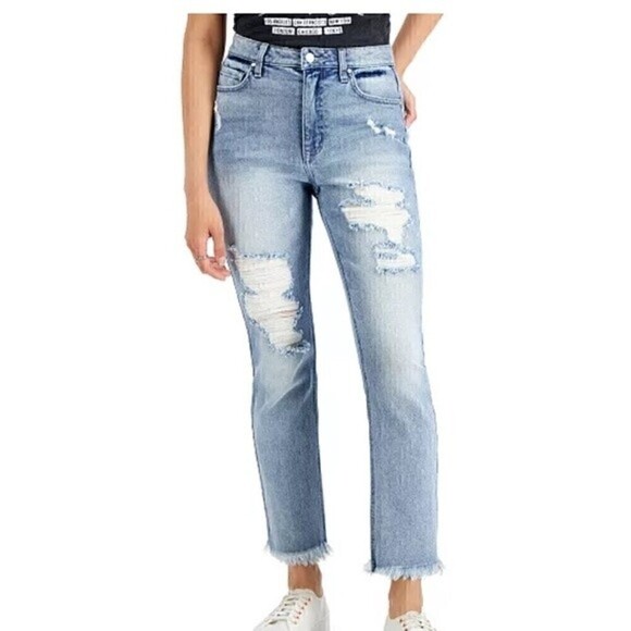 TINSELTOWN Juniors' Ripped Straight Jeans Melina Was size 11 - Picture 1 of 8
